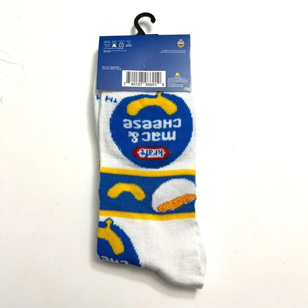 Odd Sox Unisex Kraft Mac and Cheese Novelty Crew Socks Retro Funny Blue Yellow